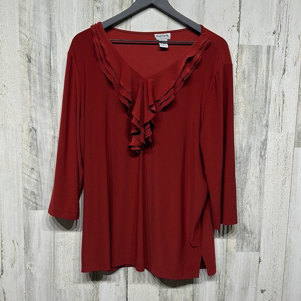 Women’s Bonworth rust long sleeve- super silky- Size Medium excellent condition